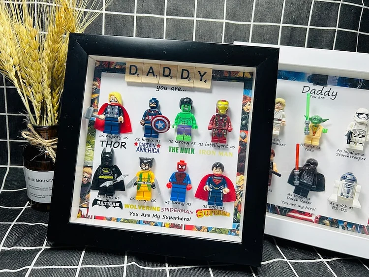 Personalised Dad Daddy Super Hero Box Frame Handmade Superhero