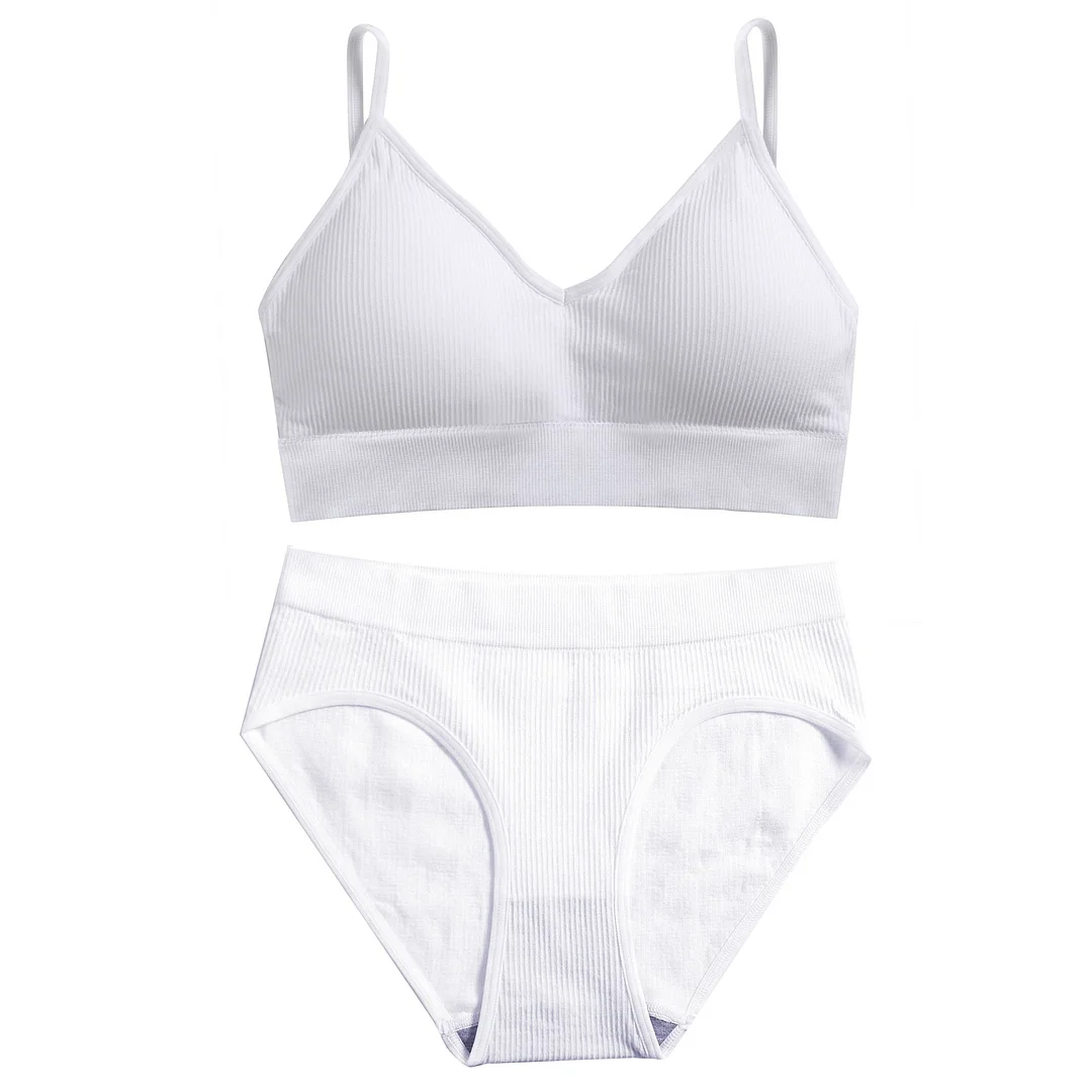 FINETOO Women Seamless Bra Set Push Up 1 Camis+1 Panty Lingerie Sports Underwear Active Sexy Thong Bra Fitness Bikini Crop Top