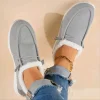 Warm Fleece Slip On Loafer Sneakers, Low Top Slip-On Shoes, Lightweight & Comfortable Walking Shoes, Women's Footwear(🎁Christmas Hot Sale🎁)