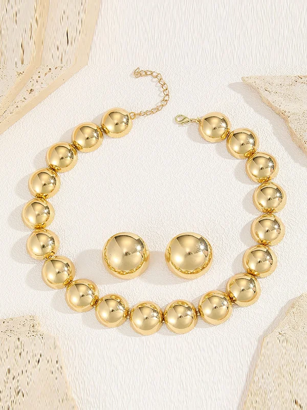 Beaded Solid Color Split-Joint Necklaces + Earrings Accessories Three Pieces