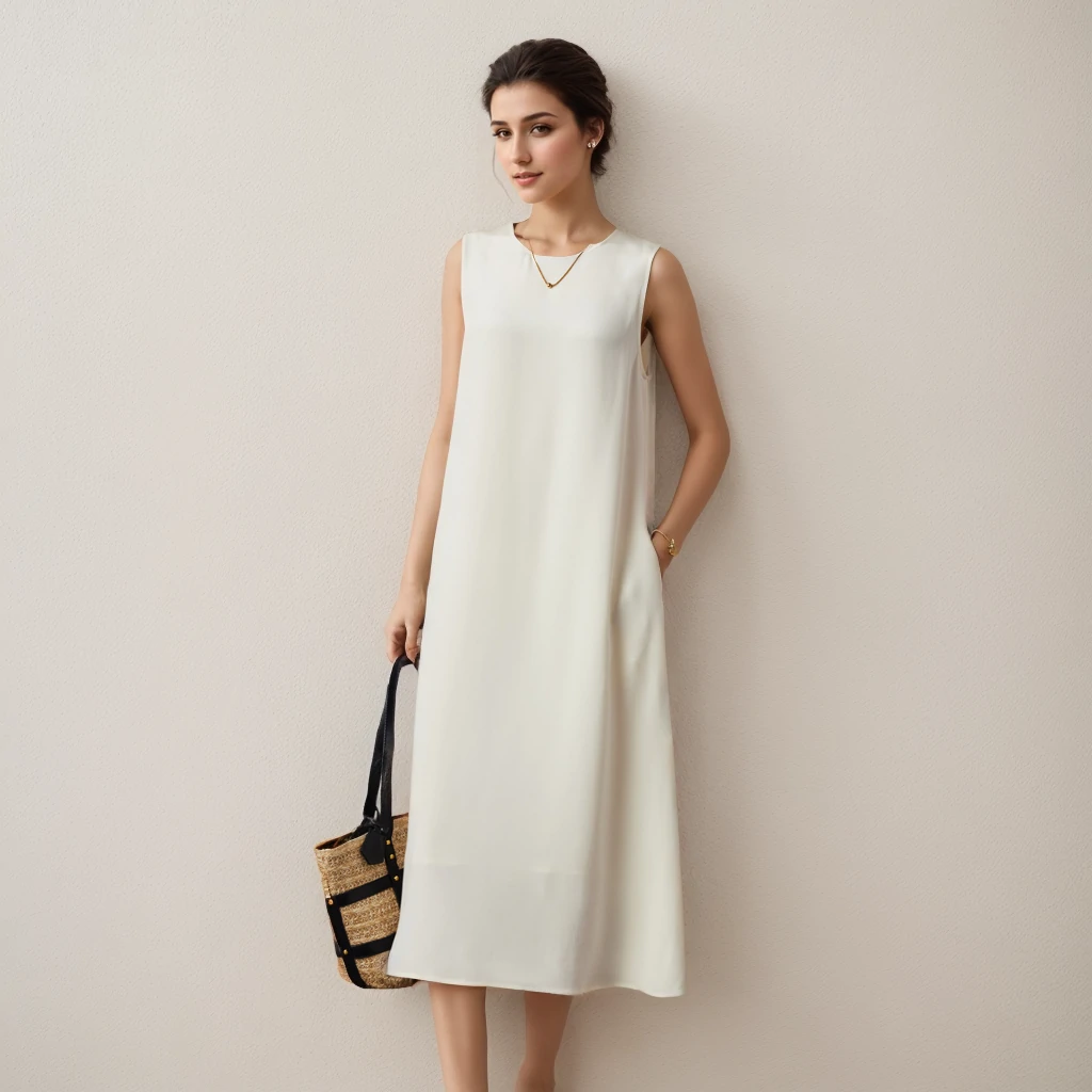 Robe en soie sans manches sensation de fraîcheur- SOIE PLUS