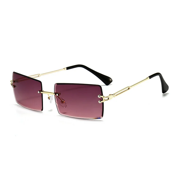 Vintage Rimless Sunglasses Rectangle Frameless Candy Color Glasses Women Men UV400
