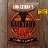 Personalized Grilling Backyard Bar And Grill Chilling Custom Classic Metal Signs
