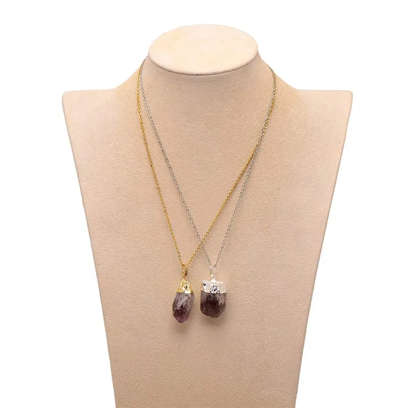 Natural Crystal Gemstone Citrine Amethyst Happiness Necklace