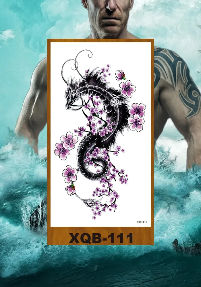 Purple Rose Jewelry Water Transfer Girl Waist Bracelet Flash Tatoos Flower Tattoo Stickers Women Body Chest Art Temporary Tattoo