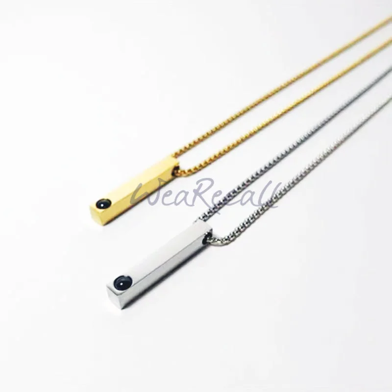 Projector Picture Custom Personalized Photo Bar Necklace  Best Boys Gift wetirmss