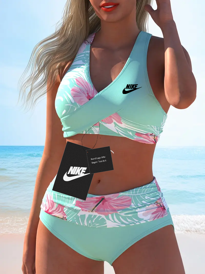 Novo conjunto de fatos de banho bicolor de praia para mulher 2025