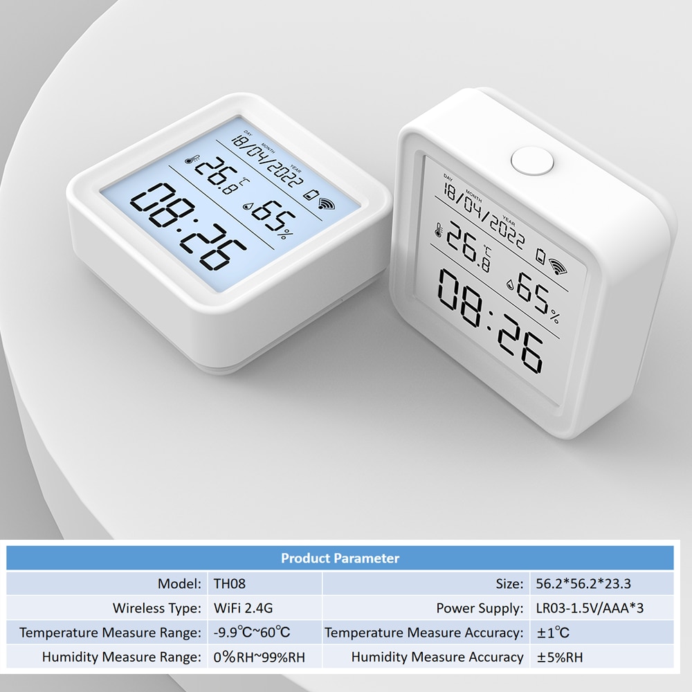 Tuya WiFi Smart Temperature And Humidity Sensor with Buzzer Alarm Indoor  Hygrometer Monitoring For Smart Life Alexa Google Home