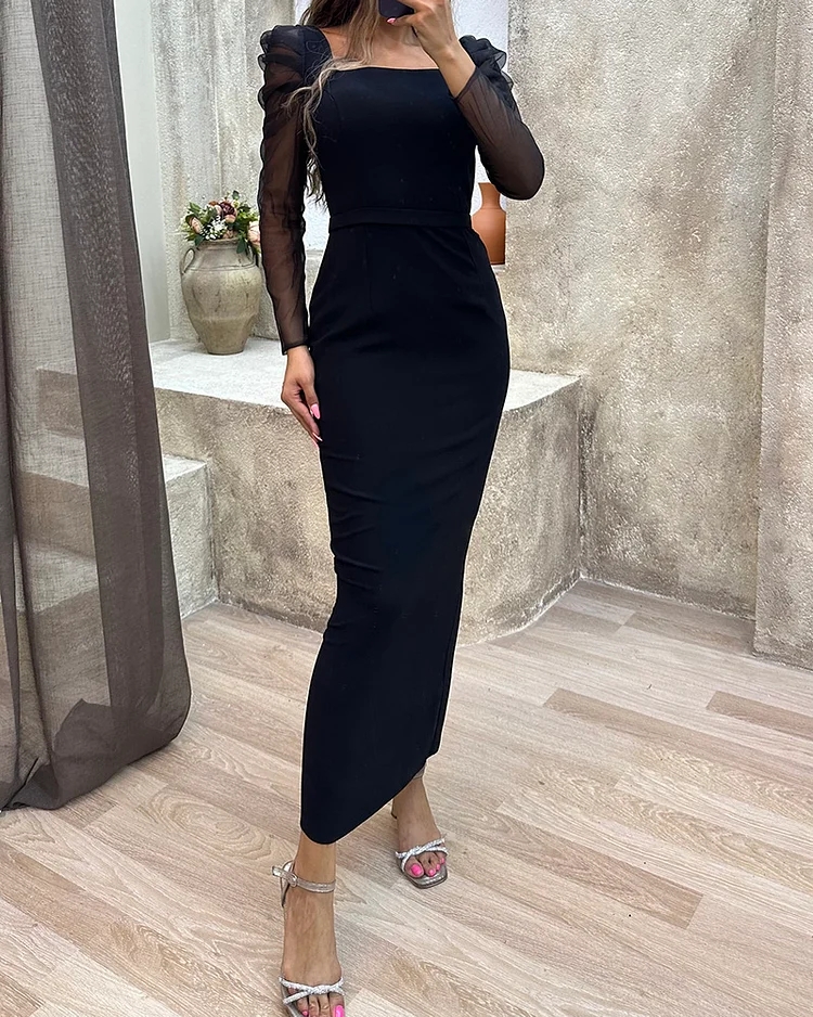 Long Sleeve Panel Elegant Dress