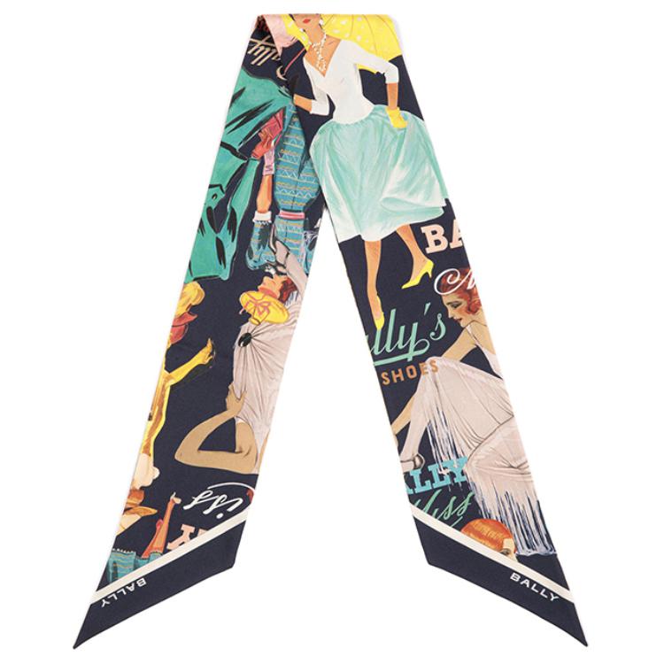 BALLY Mulberry Silk Silk Scarves Women's Blue