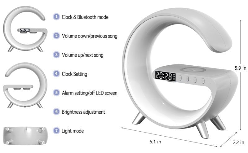 Multifunctional Bluetooth Speaker-colorful Atmosphere Light Wireless Charging And Clock All-in-one Machine