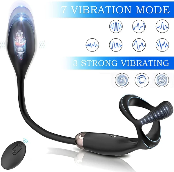 Prostate Massager Anal Vibrator Double Ring Butt Plug Wireless Remote