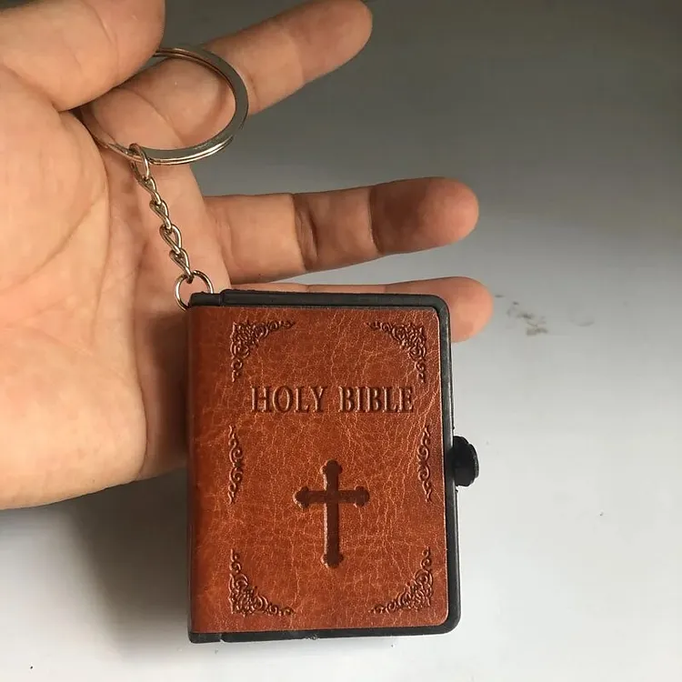 Miniature Leather Holy Bible Keychain
