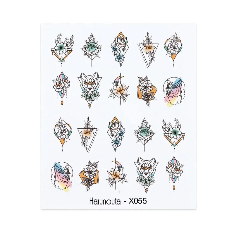 1Pc Spring Water Nail Decal And Sticker Flower Leaf Tree Green Simple Summer DIY Slider For Manicuring Nail Art Watermark