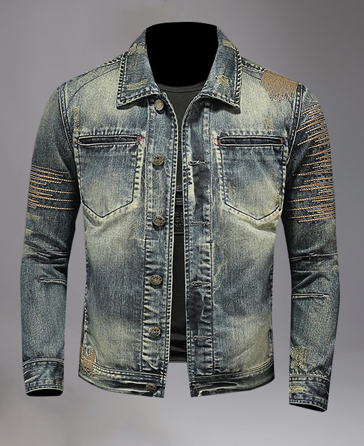 Retro Turndown Collar Single Breasted Denim Jacket