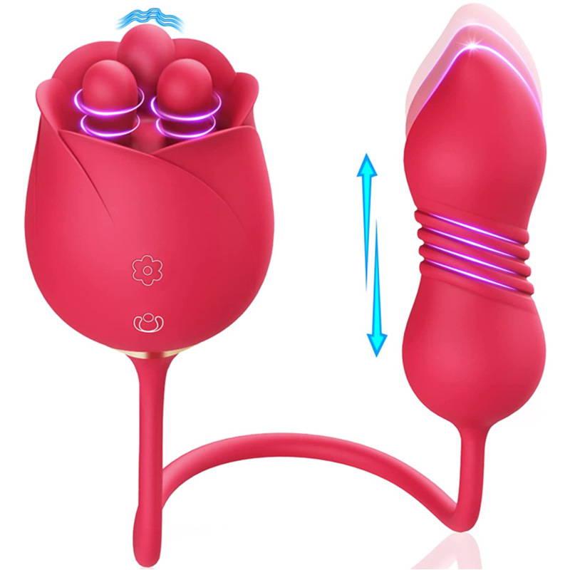S475-7 4-in-1 Three Pistils Rose Toy With Telescopic Egg