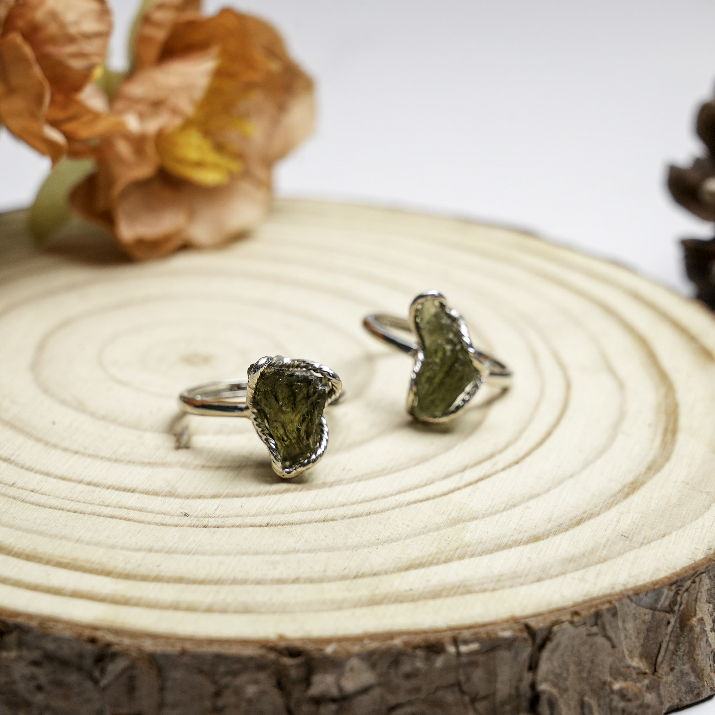 Rough Moldavite Ring