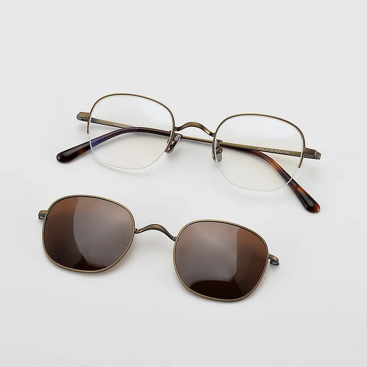 High quality pure titanium square glasses frame retro men's and women's magnetic clip optical glasses frame for prescription gla