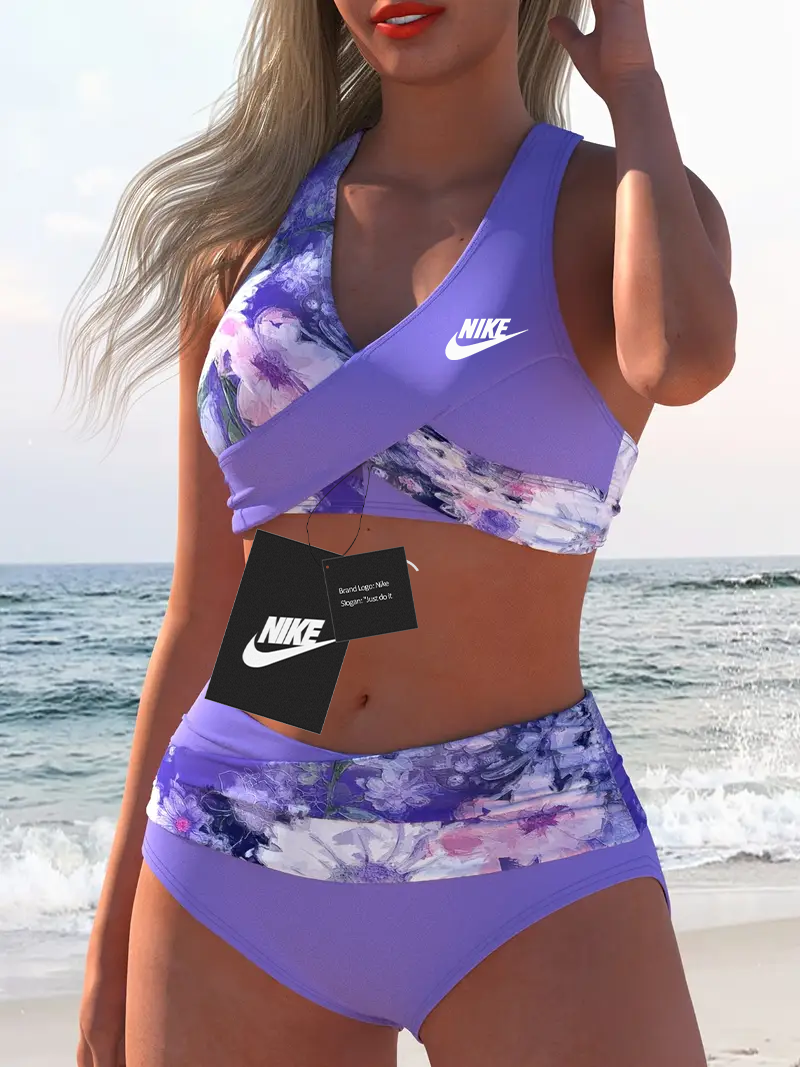 Novo conjunto de fatos de banho bicolor de praia para mulher 2025