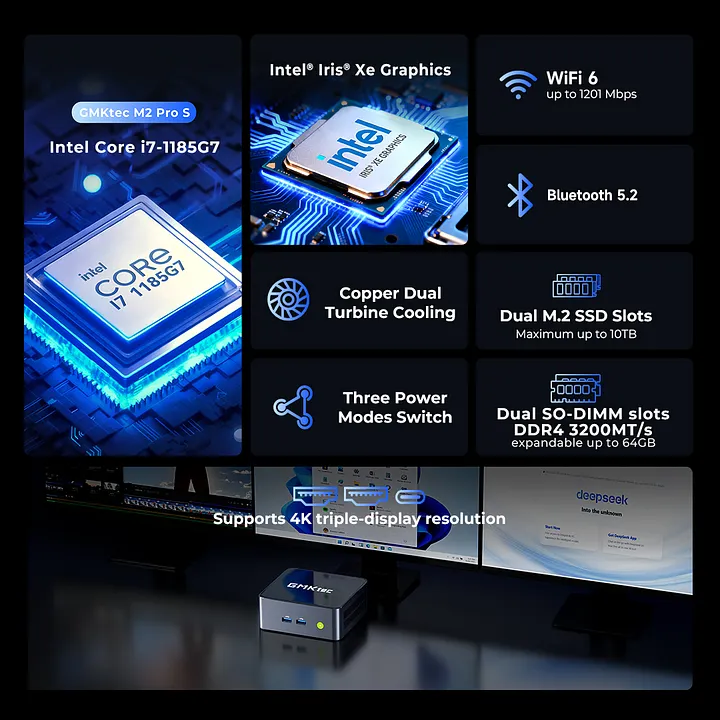 GMKtec GMKtec NucBox M2 Pro S Mini PC Intel Core™ i7-1185G7 GMKtec GMKtec NucBox M2 Pro S Mini PC Intel Core™ i7-1185G7