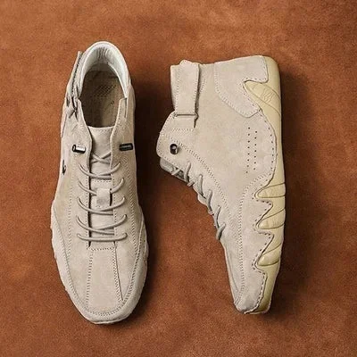 Italienische hohe Stiefel aus Wildleder mit Klettverschluss-Maskuliner Charme, l&auml;ssiger Chic