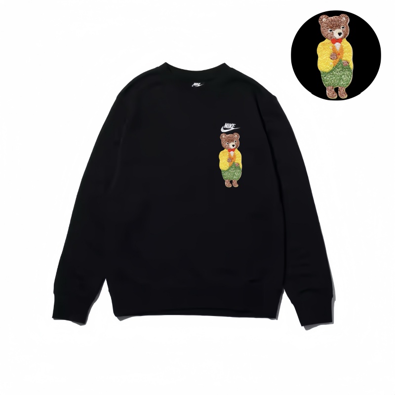 Nike Logo Long Sleeved Crew Neck Casual Sweatshirt Unisex Black