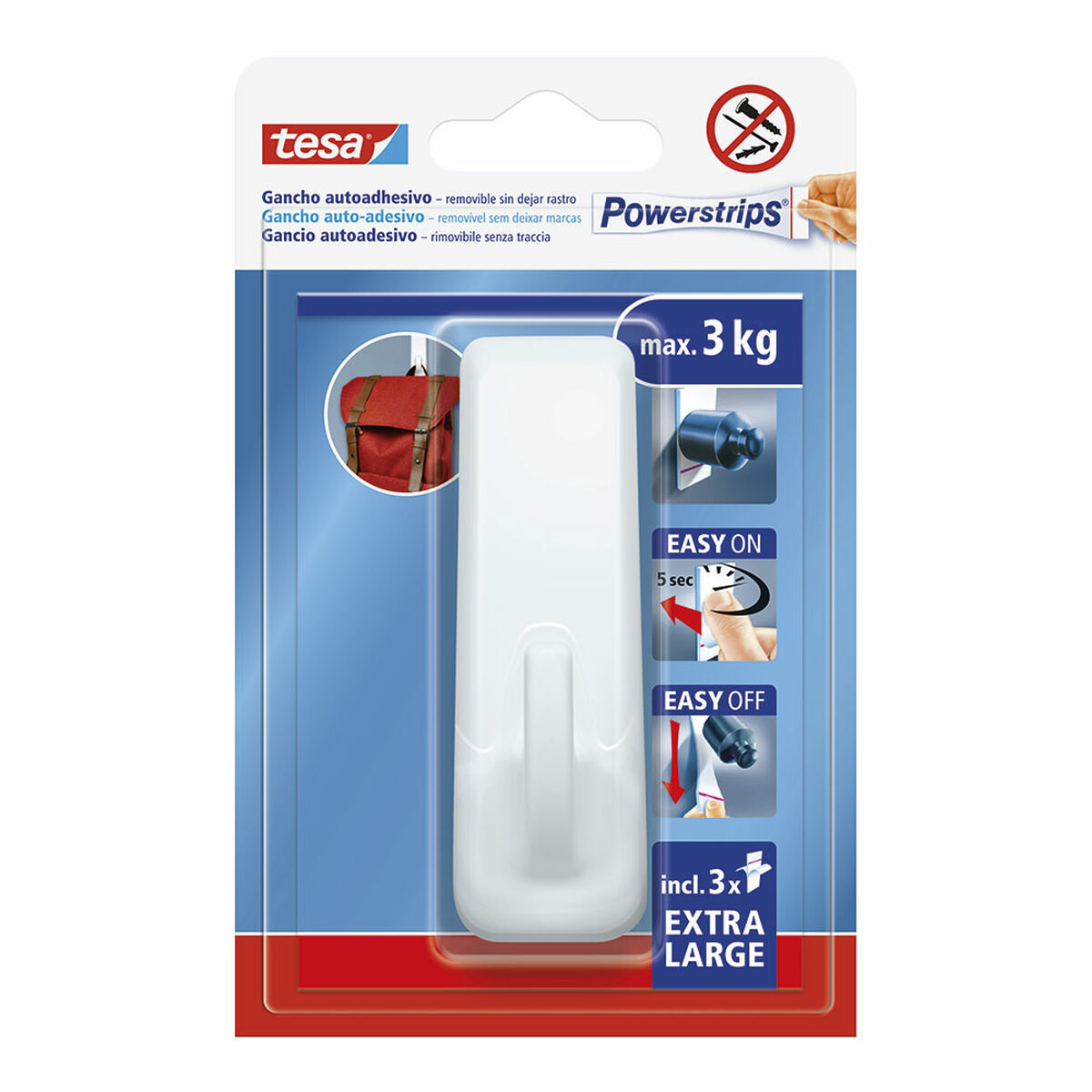 Hook for hanging up TESA Powerstrips XL Self-adhesives