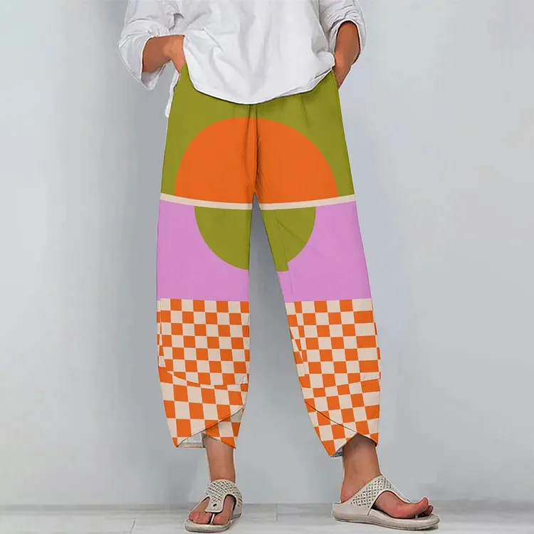 Women's Casual Abstract Plaid Printed Pants