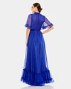 Ruffled Flutter Sleeve Hi-Lo Gown