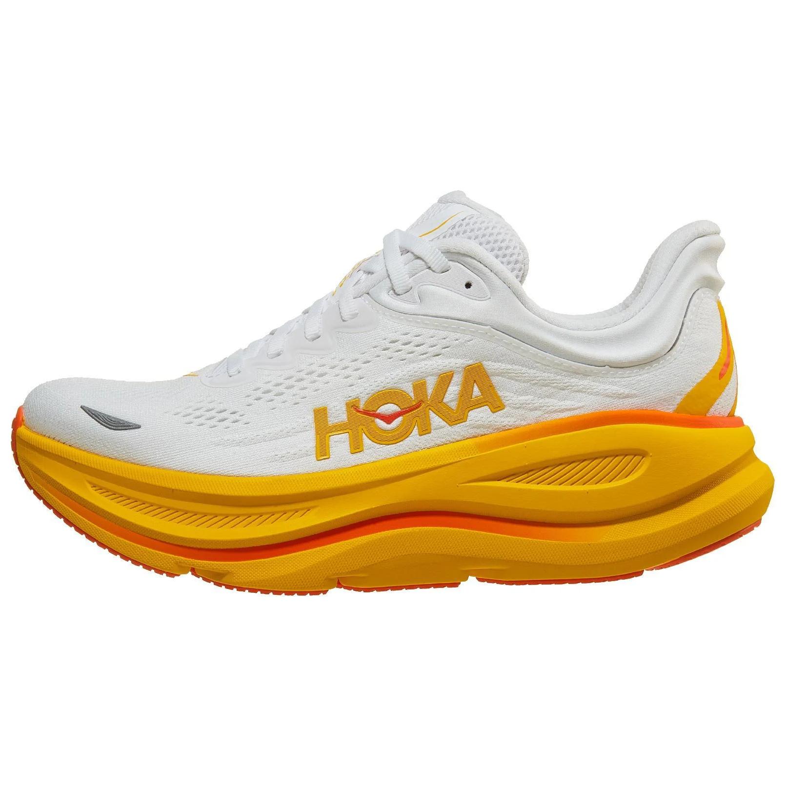 HOKA ONE ONE Bondi 9 Anti Slip Wear Resistant Low Top Long Distance Running Shoes Women's White Orange