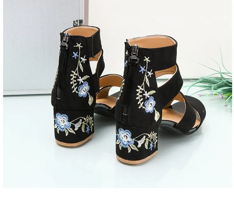 Woman Pumps High Heels Elastic Band Zipper Rubber Open Toe Embroider Dancing Party Wedding Ladies Shoes Zapatos Mujer