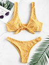ZAFUL Print Flower Sexy Bikinis Women Push Up Swimsuit Bikini Set Bandage Swimwear Yellow Thong Bathing Suit 2019 Swimming Suit