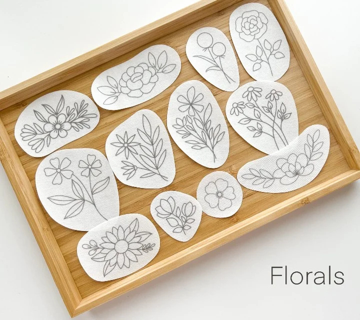 Water Soluble Botanical Hand Embroidery Pattern-25 PCS