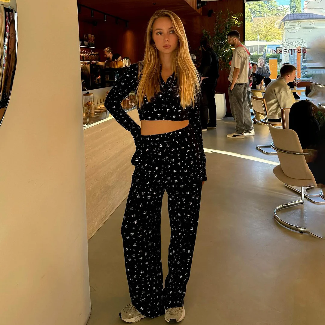 Athvotar Athvotar Lazy Knitted Casual Sweater Gray Camel Two-Color High-End One-Shoulder Vest With Wide-Legged Trousers