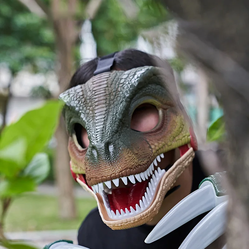 Halloween Electric Tyrannosaurus Rex/Velociraptor Head Set Sound And Light Cos Toy