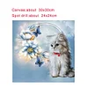 Diamond Painting-Partial Round Drill Cat with Flowers