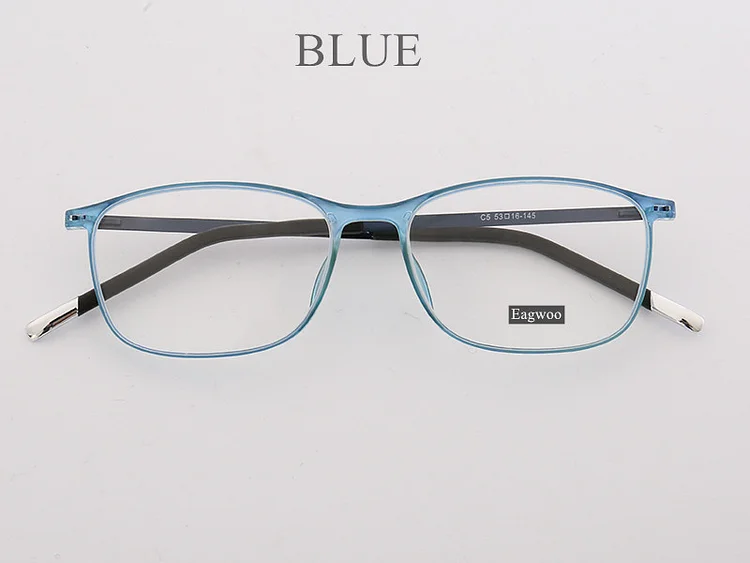 EAGWOO Titanium Eyeglasses Women Boy Full Rim Optical Frame Prescription Spectacle Rectangular Rubber Glasses  8529