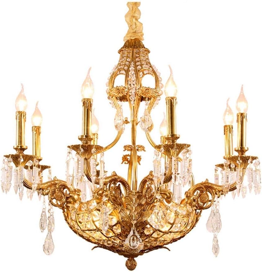 8Heads French Postmodern Allcopper Chandelier Creative Restaurant Hanging Light European Luxury Retro Villa Living Room Dormitorio Lámpara Colgante Edison E14 Modern Chandeliers, TZNBGO