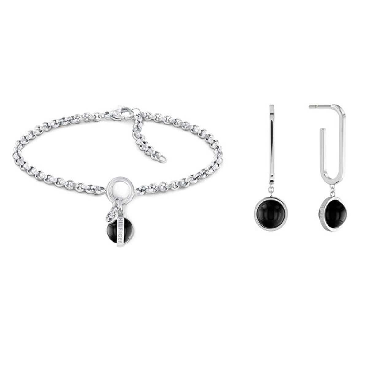 Bracelet and Earrings Set Tommy Hilfiger 2770171 Black Silver