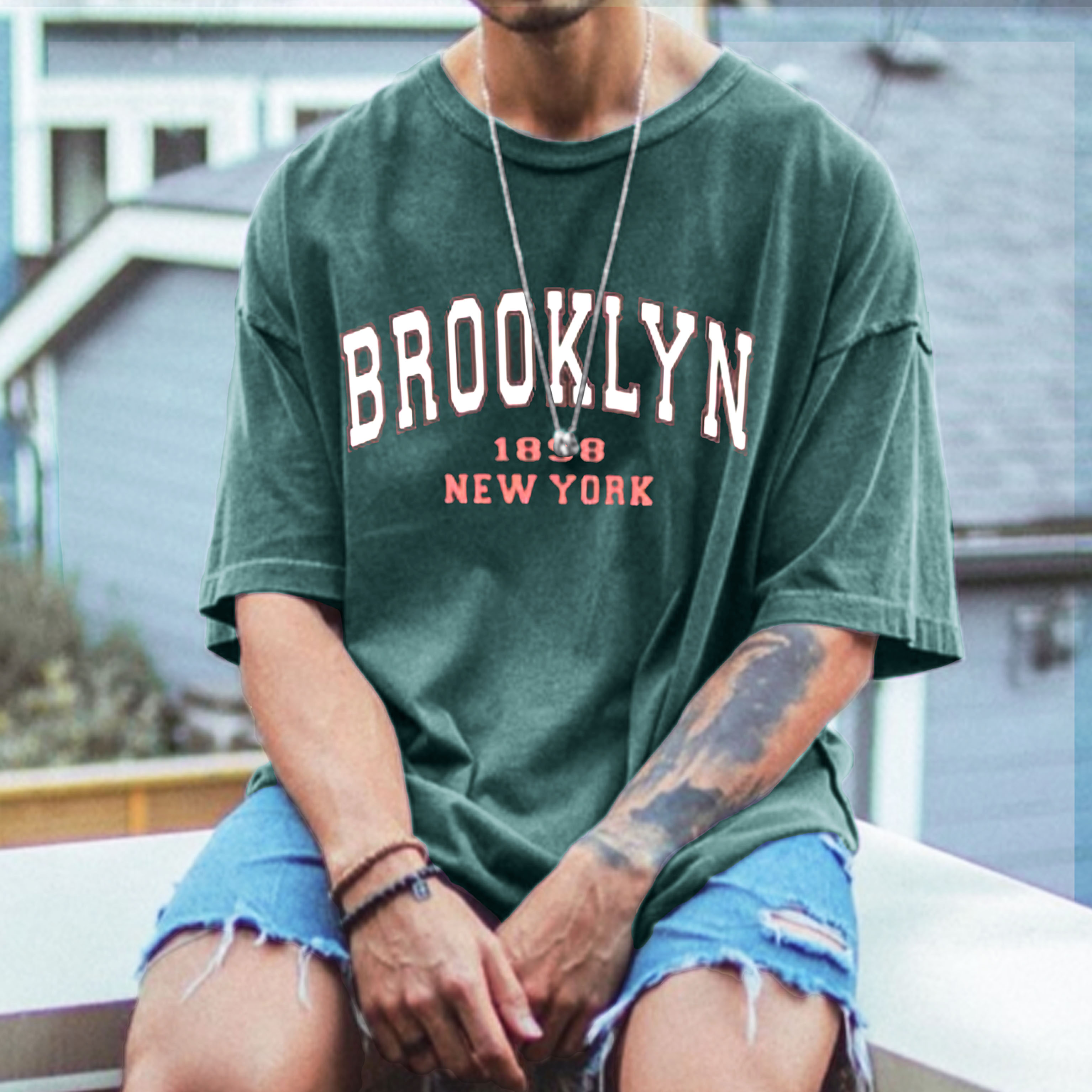 Vintage BROOKLYN Print T-Shirt