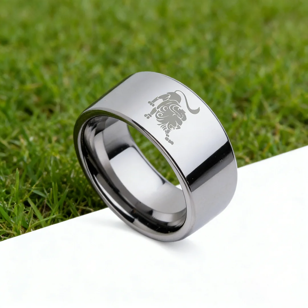 4MM 6MM 8MM 10MM Width Silver Flat Tungsten Carbide Rings Zodiac Leo Laser Couple Wedding Bands 