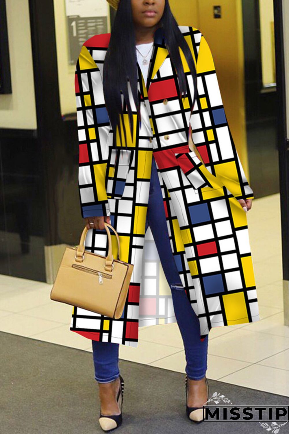 Black Purple Street Print Outerwear