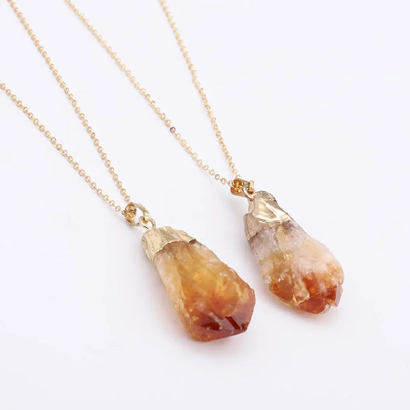 Natural Crystal Gemstone Citrine Amethyst Happiness Necklace
