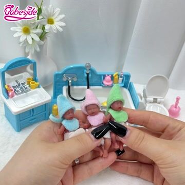 Babeside Aurora 3" Mini Full Silicone Sleeping Reborn Baby Girl with Playset Accessories