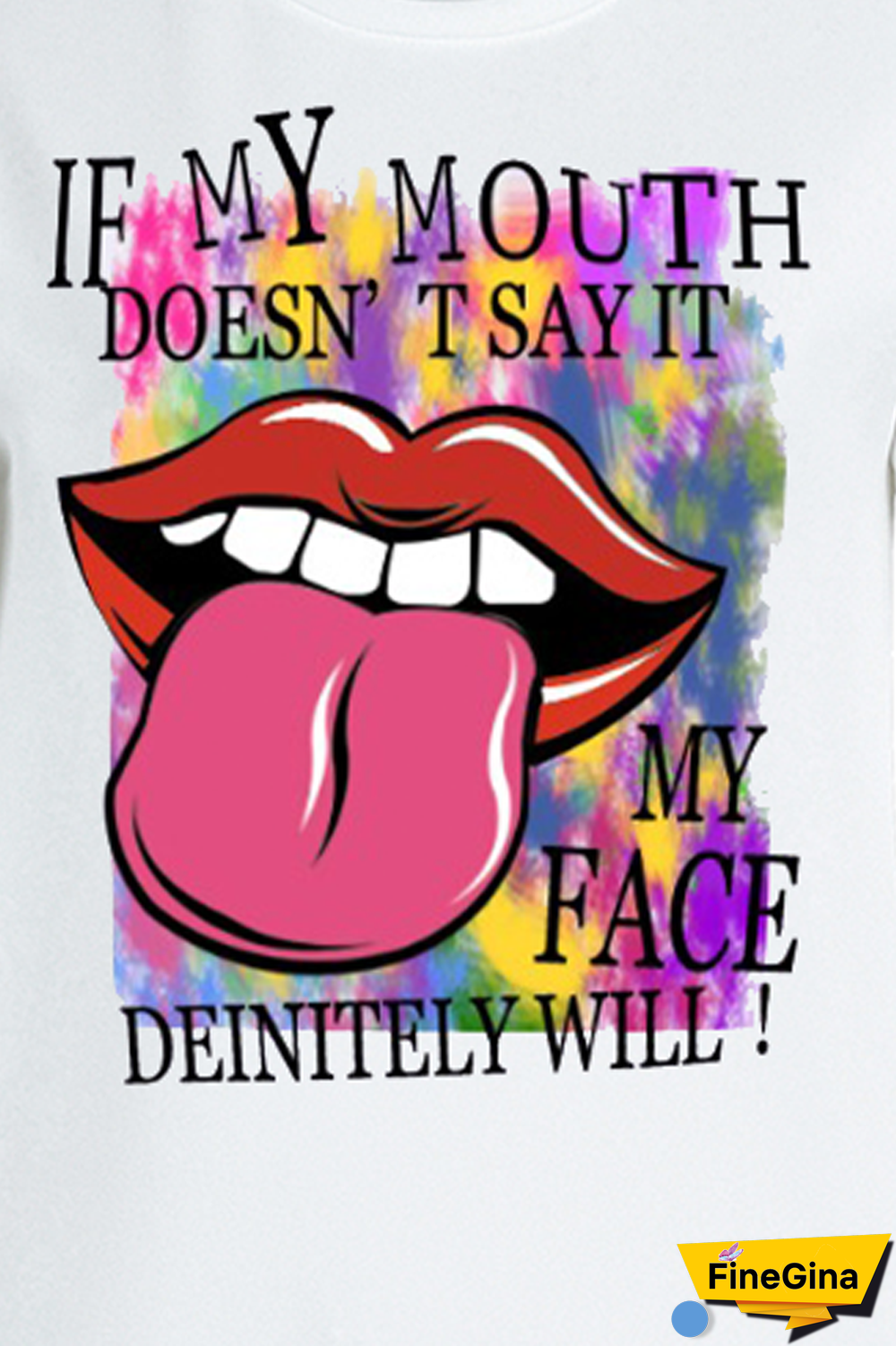 White Casual Street Lips Printed Patchwork O Neck Tops