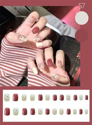 Nails Art Fake Nail Tips Press on Tipsy with Glue Coffin Stick Designs Clear Display Set Full Cover Artificial Short kiss square-Nail Inspo