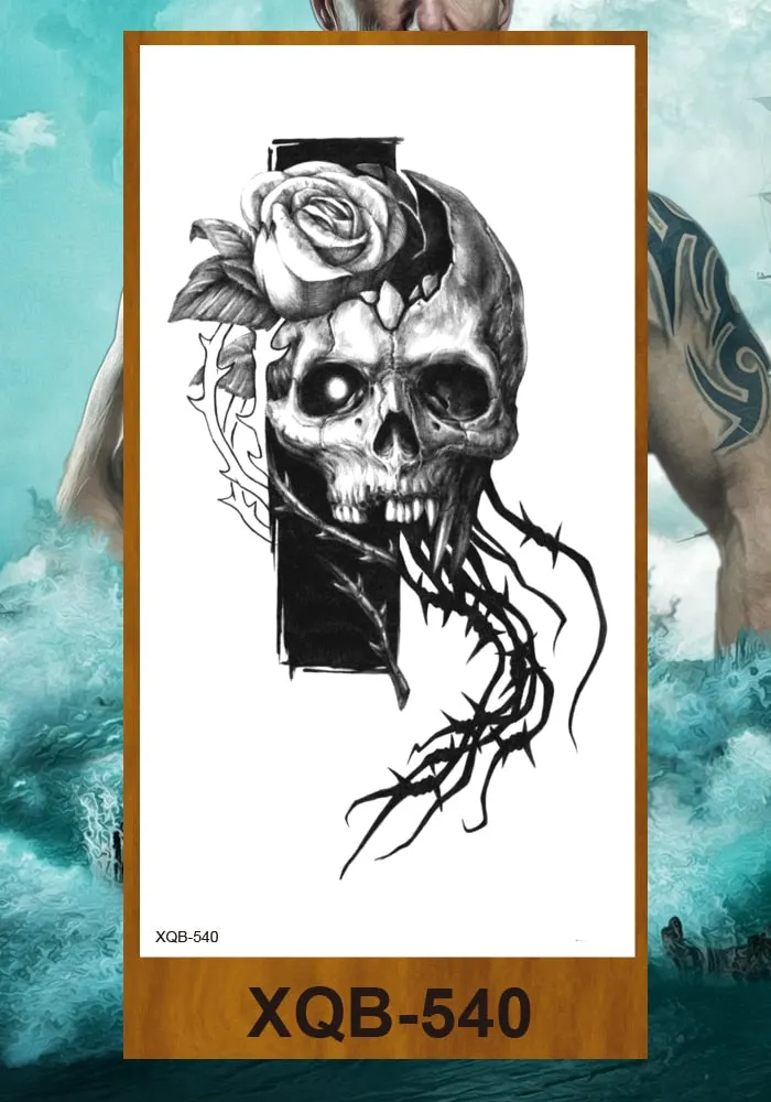 Hot Sale Temporary Tattoos Stickers Night Demon Sword Snake Men Women Girl Flower Arm Body Leg Chest Fake Tatoo Waterproof DIY