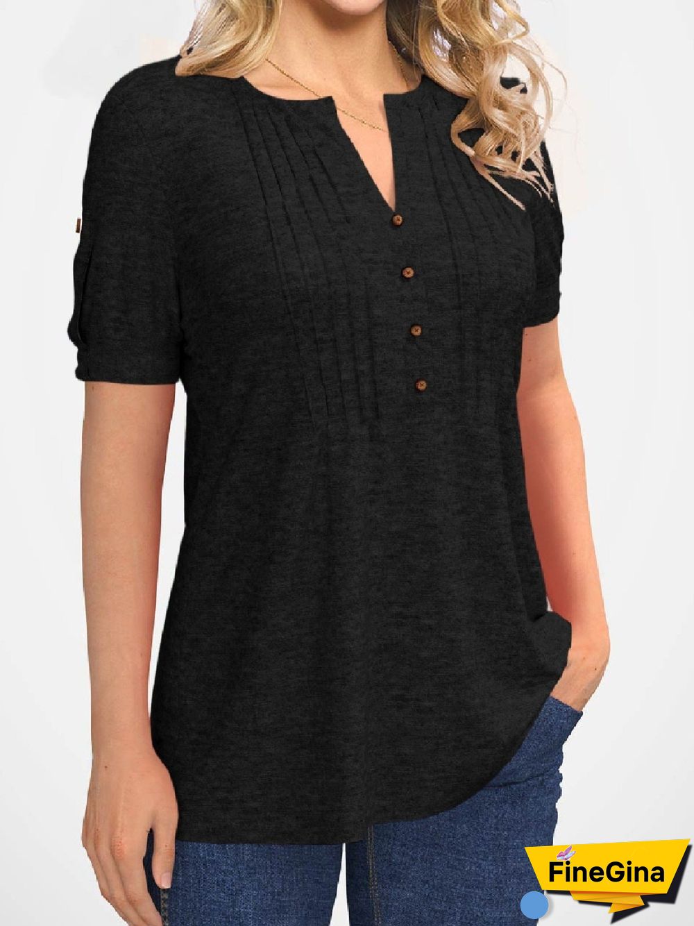 Casual Crew Neck Solid Short Sleeve T-shirt