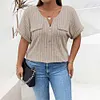 Gioiacombo&trade; T-shirt a maniche corte con zip taglie forti da donna