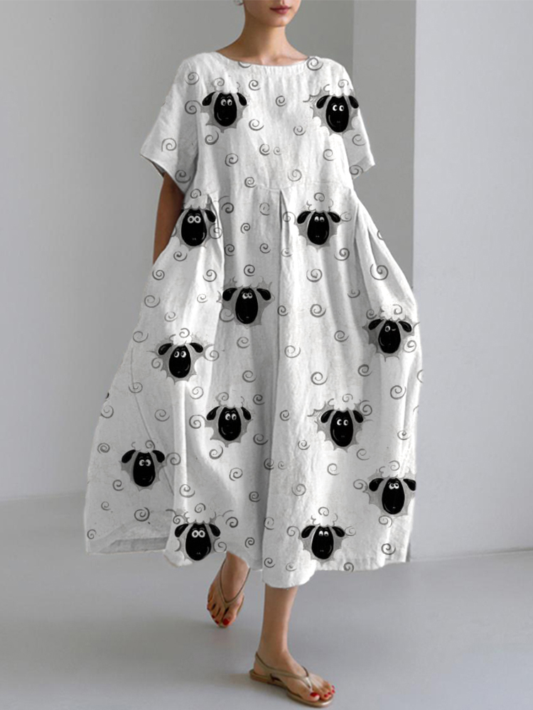 Arlena | Leaf Print Linen Blend Dress main image 0